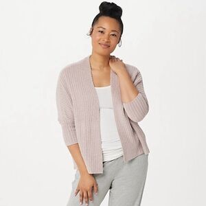 Barefoot Dreams CozyChic Lite Ribbed Shrug Cardi S/M Rose